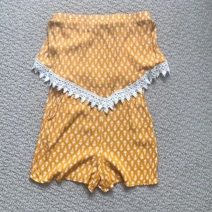 Mustard strapless romper